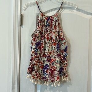 19 Cooper Floral Paisley Tank Top - Red and Blue